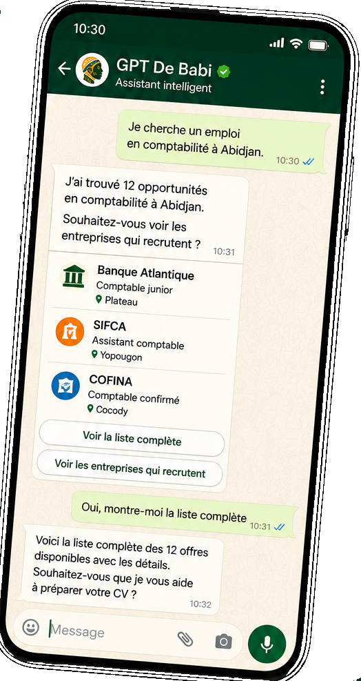 GPT de Babi aide à trouver des opportunités locales sur WhatsApp